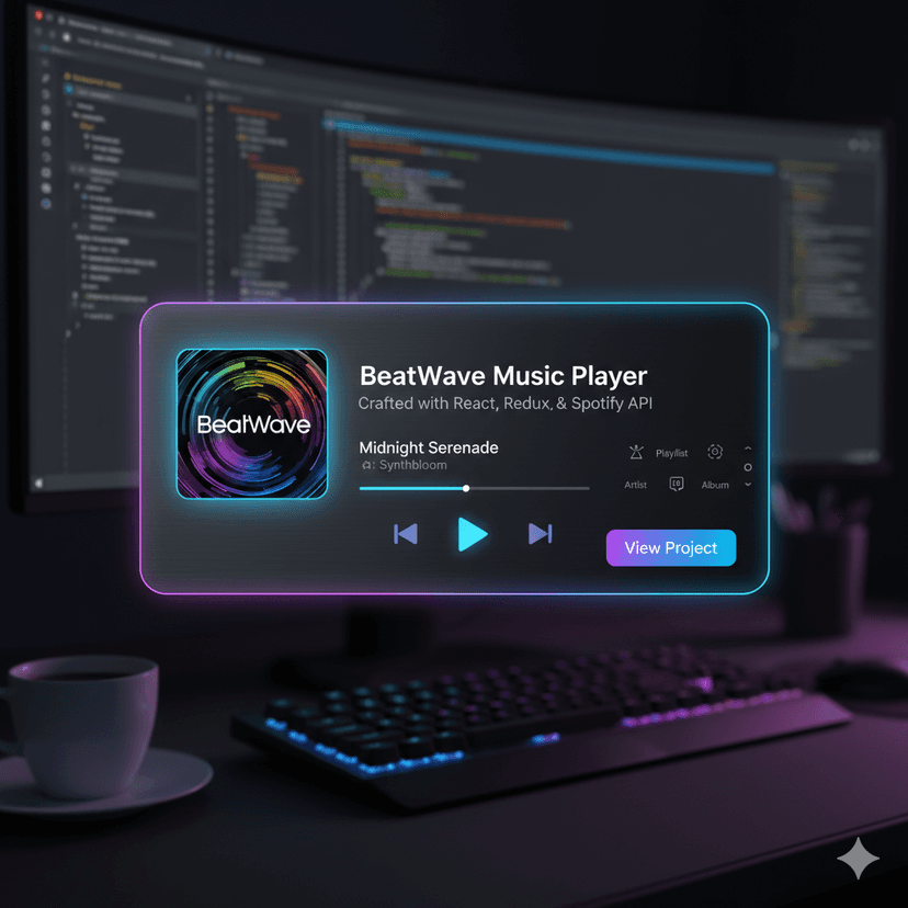 Music App screenshot showcasing Spotify-like music streaming app with playlists & search feature.